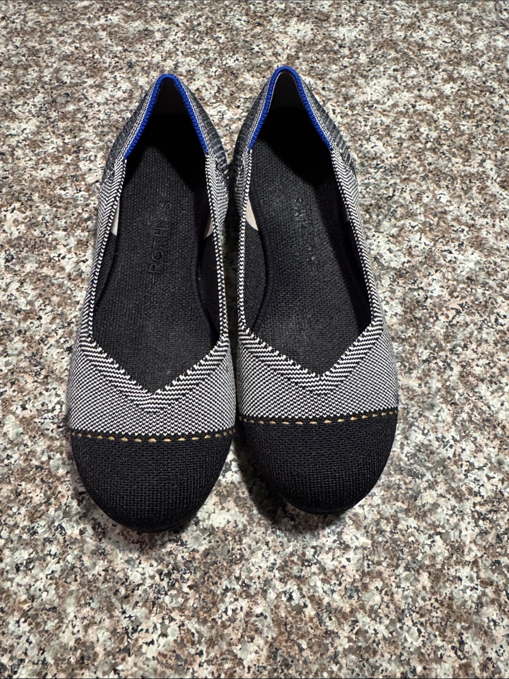 Rothy's Black and Gray Knit Ballet Flats